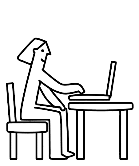 A lady sitting down at her computer